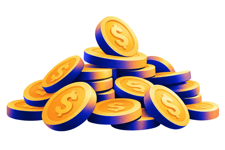 Blue and gold scholarship coins